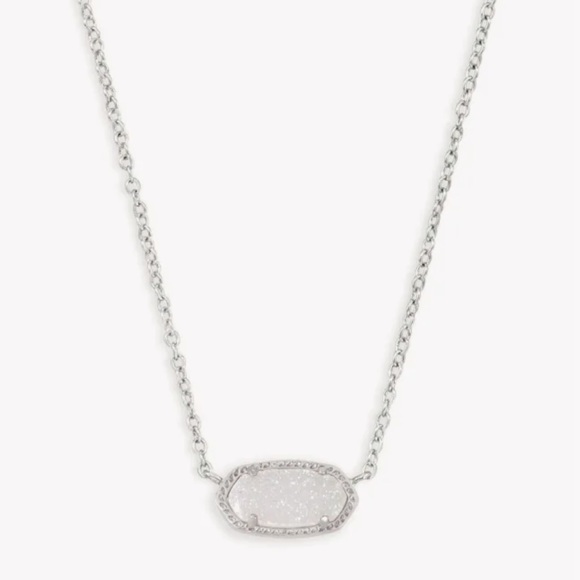 Kendra Scott Elisa Silver Pendant Necklace in Iridescent Drusy - Picture 2 of 6